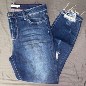 blue distressed jeans